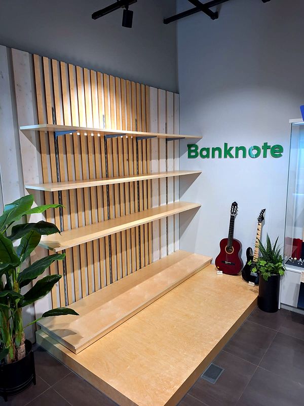 Banknote branch: slatted shelving